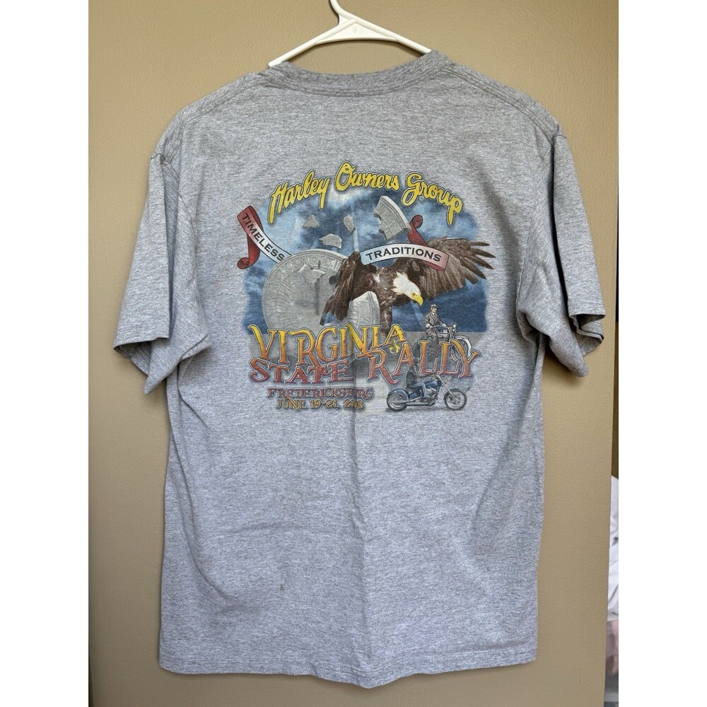 Vtg 2008 Harley Davidson Fredericksburg Virginia‎ Motorcycle Shirt Size Med Gray